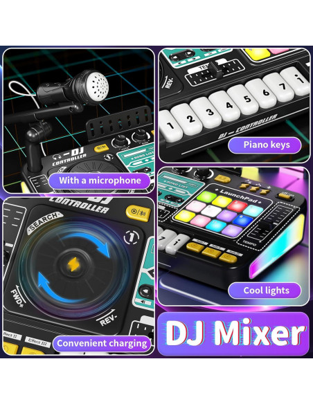 Conjunto de Juguete DJ LZZAPJ con Micrófono y Bluetooth - Negro