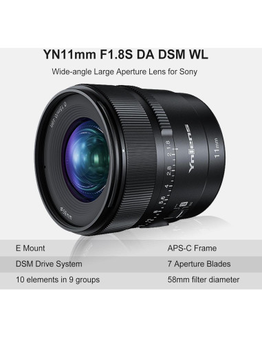 Lente YONGNUO YN 11mm F1.8S DA para Cámaras Sony E-Mount
