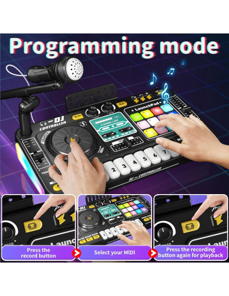 Conjunto de Juguete DJ LZZAPJ con Micrófono y Bluetooth - Negro