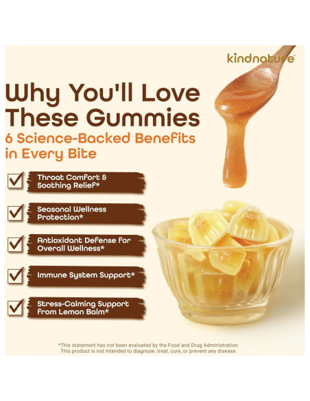Gominolas de Miel de Manuka Kindnature 60 Unidades - Suplemento Inmunológico