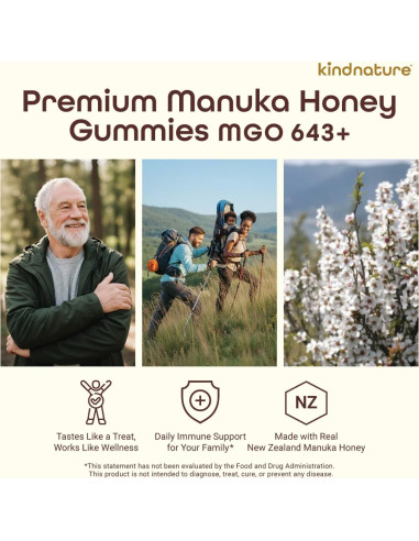Gominolas de Miel de Manuka Kindnature 60 Unidades - Suplemento Inmunológico