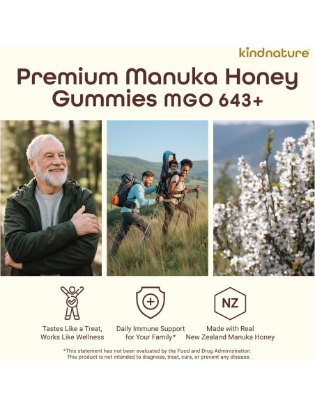 Gominolas de Miel de Manuka Kindnature 60 Unidades - Suplemento Inmunológico