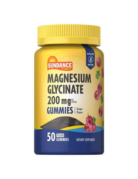 Gomitas de Magnesio Glicinato Sundance 200mg 50 Unidades Sabor Uva