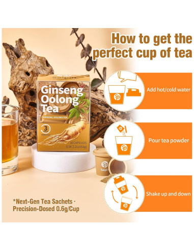 Té de Ginseng Orgánico SAIPIN - 10 Sobres Instantáneos 100% Puro