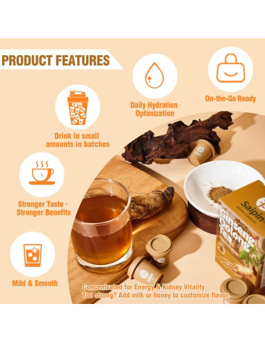 Té de Ginseng Orgánico SAIPIN - 10 Sobres Instantáneos 100% Puro