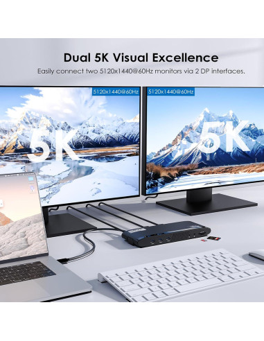 Estación de Acoplamiento WAVLINK 14-en-1 USB-C 5K para Mac y Windows