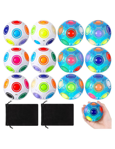 Paquete de 12 Bolas de Fidget Arcoíris Lenwen 7 cm