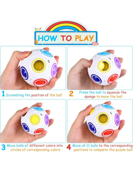 Paquete de 12 Bolas de Fidget Arcoíris Lenwen 7 cm