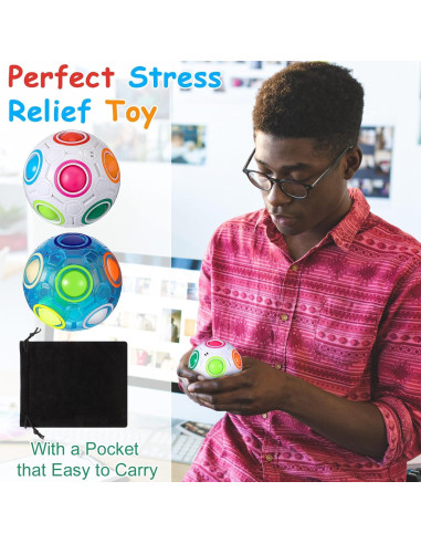 Paquete de 12 Bolas de Fidget Arcoíris Lenwen 7 cm