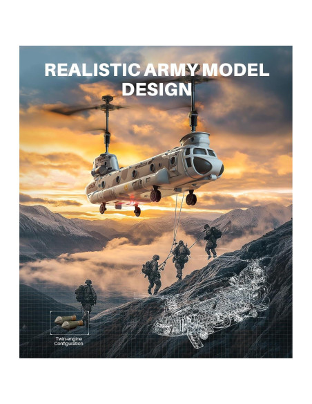 Helicóptero RC Syma S52H Militar con Luz LED y Altitud