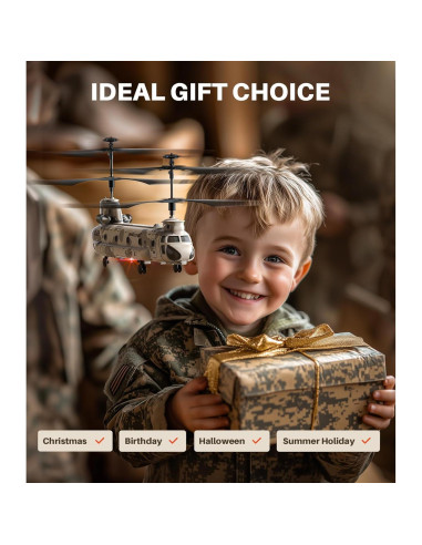Helicóptero RC Syma S52H Militar con Luz LED y Altitud