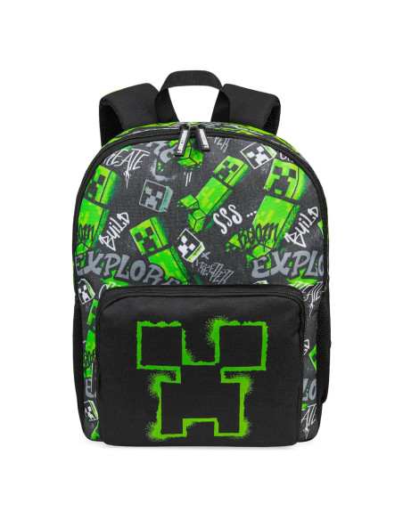 Mochila Minecraft Creeper para Niños 40x29x17cm Negra