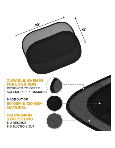Sombrillas para Ventanas de Auto EcoNour 4 Pzas UV 98%