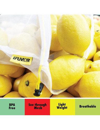 15 Bolsas de Malla Reutilizables iFUMOR Ecológicas Lavables
