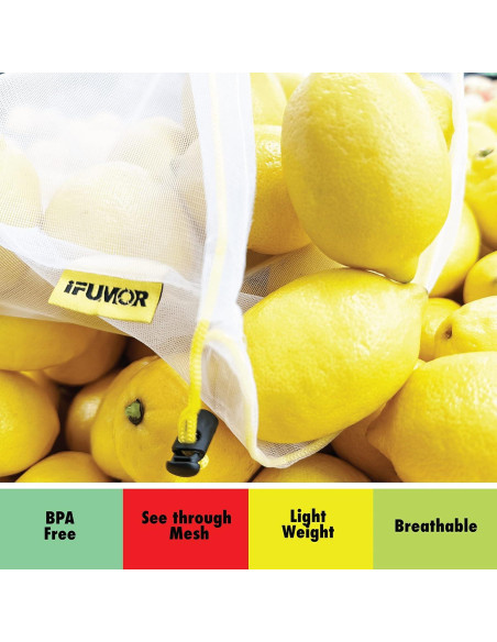 15 Bolsas de Malla Reutilizables iFUMOR Ecológicas Lavables
