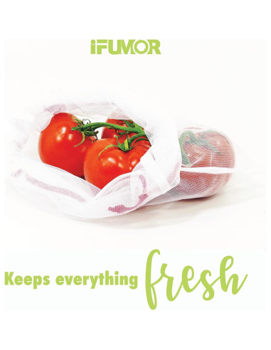 15 Bolsas de Malla Reutilizables iFUMOR Ecológicas Lavables