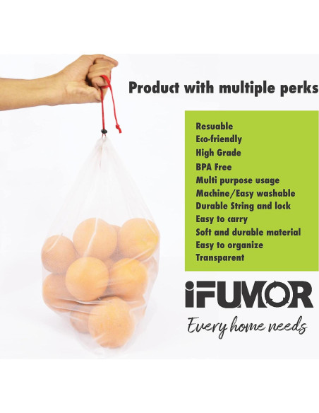 15 Bolsas de Malla Reutilizables iFUMOR Ecológicas Lavables