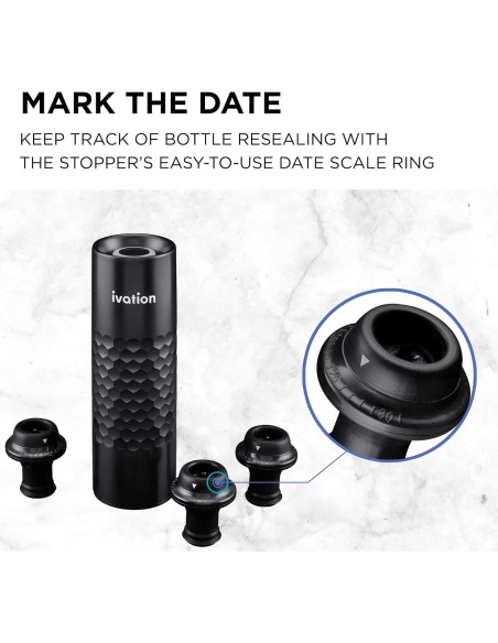 Bomba de Vino Recargable Ivation con 4 Tapones y Cargador USB