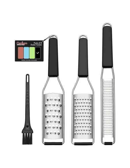 Juego de Ralladores Cambom de Acero Inoxidable 3 Piezas Negro