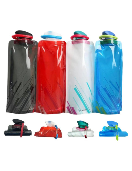 Paquete de 4 botellas de agua colapsables ORSTIO 700 ml
