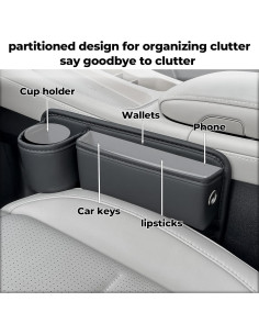 Organizador de Asiento de Coche WOVAZUS BJ con Portavasos Negro 2