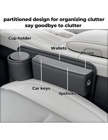 Organizador de Asiento de Coche WOVAZUS BJ con Portavasos Negro