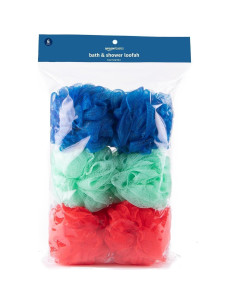 Esponjas de Baño Amazon Basics, Multicolor, Paquete de 6 2