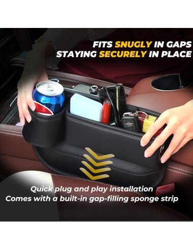 Organizador de Asiento de Coche WOVAZUS BJ con Portavasos Negro