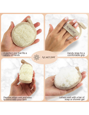 Esponja Exfoliante Facial Natural Almooni - Lufa Egipcia 6 Unidades
