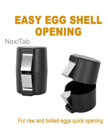 Abridor de Cáscara de Huevo NexiTab Negro Acero Inoxidable