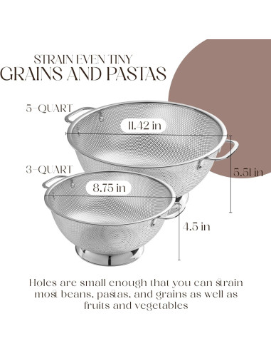 Colador Acero Inoxidable Bellemain 3QT y 5QT Apto Lavavajillas