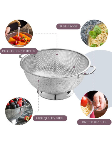 Colador Acero Inoxidable Bellemain 3QT y 5QT Apto Lavavajillas