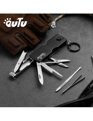 Multiherramienta de Llavero OUTU 8 en 1 Cortauñas y Tijeras