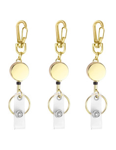 Portatarjetas Retráctil de Metal Bolimoss 3 Piezas Oro