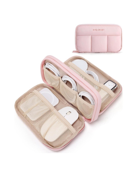 BAGSMART Organizador Electrónico Rosa para Viajes y Cables