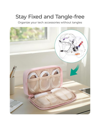 BAGSMART Organizador Electrónico Rosa para Viajes y Cables