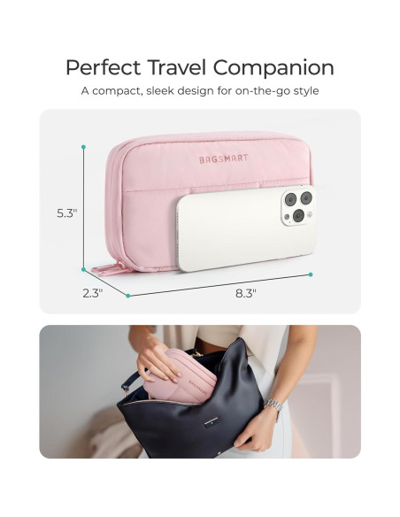BAGSMART Organizador Electrónico Rosa para Viajes y Cables