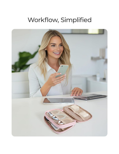 BAGSMART Organizador Electrónico Rosa para Viajes y Cables