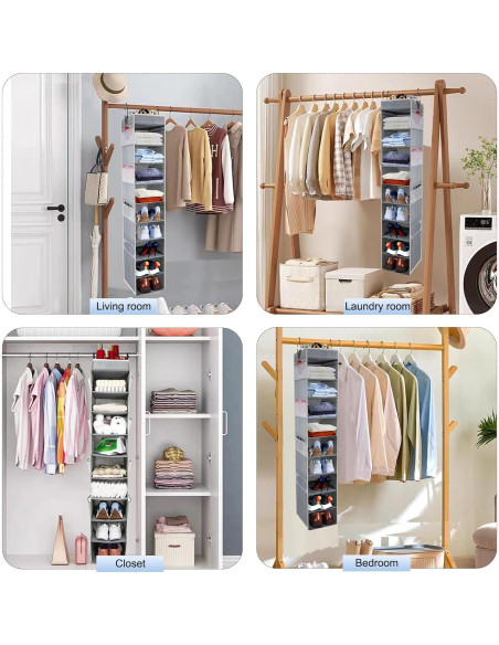 Organizador Colgante de Zapatos Roomtalk 10 Estantes Gris