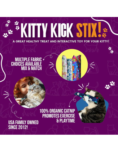 Kitty Kick Stix Juguete para Gato 38 cm Set de 2 Catnip