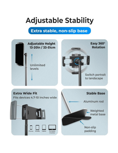 Soporte Ajustable para iPad Cooper TabStand Negro Noche 30 cm