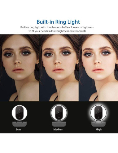 Cámara Web NexiGo N680E 1080P con Luz de Anillo y Micrófono