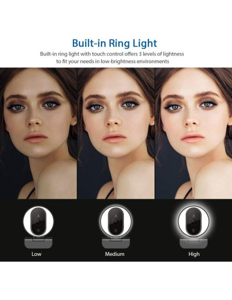 Cámara Web NexiGo N680E 1080P con Luz de Anillo y Micrófono