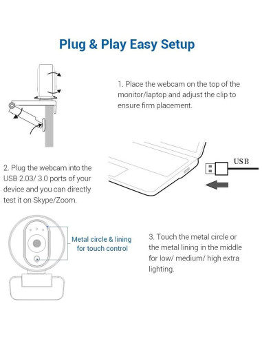 Cámara Web NexiGo N680E 1080P con Luz de Anillo y Micrófono