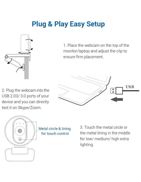 Cámara Web NexiGo N680E 1080P con Luz de Anillo y Micrófono