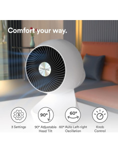 Ventilador de Mesa Oscilante Everdure ED9QW Blanco 18W 3 Velocidades 2