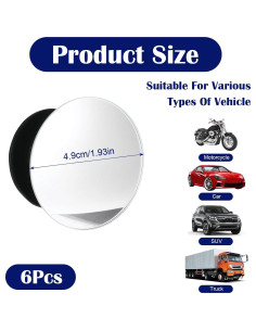 6 Espejos Redondos de Punto Ciego Tucnoeu 5 cm Ajustables 2
