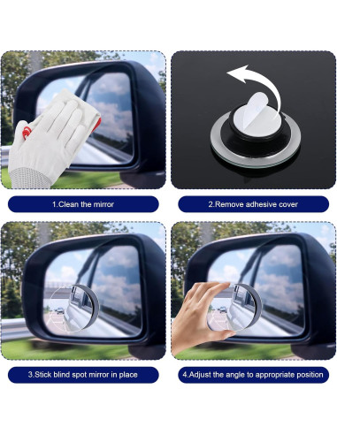 6 Espejos Redondos de Punto Ciego Tucnoeu 5 cm Ajustables