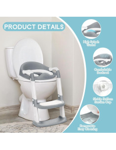 Asiento de Entrenamiento para Baño COOSEYA Gris Plegable 2