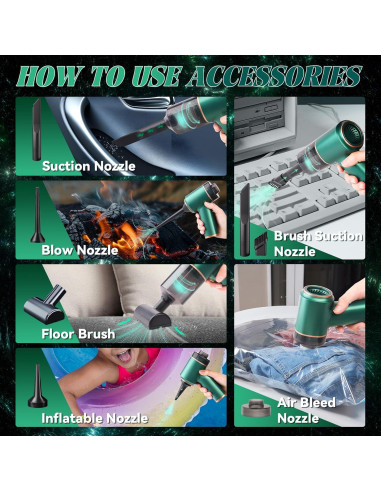 Aspiradora Portátil Inalámbrica Cagulax 4 en 1 - Succión 20000PA